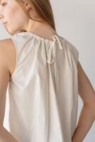 Organic Cotton Drawstring Blouse in Vanilla Mist