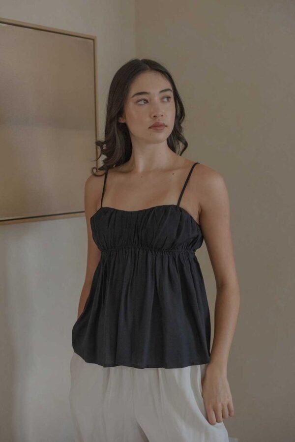 Ruched Bodice Top in Black